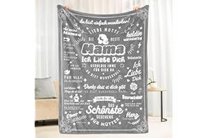 GREYSKY Mama Kuscheldecke Geschenke für Mama von Tochter Sohn, Mama Geburtstagsgeschenk Decke, Super Weiche Warme Brief Kuscheldecke für Mama, Mama Weihnachts Geschenke, 130X180cm