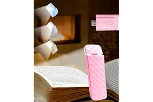 Runesol Pink Book Light Clip On, Stocking Fillers for Women, 5 LED Rechargeable Reading Light, 3 Eye Protecting Modes for Reading at Night and Books in Bed, USB 80 Hours Charge Portable Clip on Lights