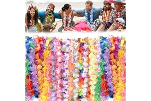 LPAOIS 60 Piezas Collar de Flores Hawaianas,Decoración Hawaiana Leis para Fiestas,Collar Guirnalda Fiesta Hawaianos,Hawaianas Leis Luau Flores,para Fiesta Tropical Hawaiana,Fiesta en la Playa,100 cm