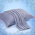 Elegear Cooling Pillow Cases for Hot Sleepers, Japanese Q-Max 0.45 Cooling Pillowcases, Both Sides[Cooling/Cotton], Breathable Soft Pillowcase for Hair and Skin, Set of 2-Blue (Queen (20'' x 30''))