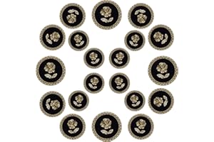 ftiemlovde 20 Eleganti Bottoni Dorati per Giacca Donna in Metallo,Bottoni Oro Grandi per Cappotto Uomo da Cucire,Bottoni Decorativi Vintage Neri Eleganti Camicia Pantaloni（A20 18mm 23mm 25mm)