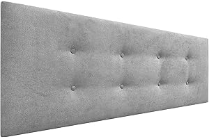 DHOME Cabecero de Polipiel o Tela AQUALINE Pro con 2 hileras de Botones Cabezal tapizado Cama Lujo (Tela Gris, 150x50cm (Camas 150/160))