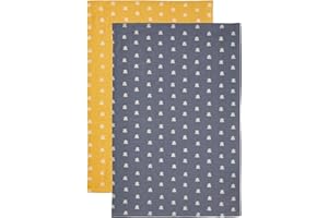 Ulster Weavers Bees Tea Towels - Set of 2, Made from 100% Cotton - With Modern Navy Bee Insect Print Design, Yellow Trimming - Kitchen and Cooking Gifts for Bakers & Chefs - Kitchenware Range