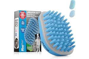 Bluepet® Spazzola al curry in gomma per cani a pelo corto e gatti con effetto massaggio | Spazzola con speciali gommini (Blu Morbido)