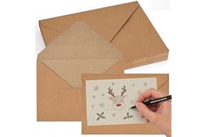 ‎HAKACC HAKACC Pack of 50 Brown Envelopes, Kraft Paper Envelopes, B6 Envelopes for Christmas, Valentine's Day, Gift Cards