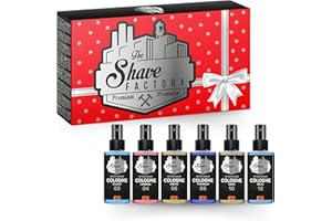 THE SHAVE FACTORY Luxury After Shave Cologne Gift Set – Set 2-6 X 50ml – Collection de Parfums with Effets Apaisants & Rafraîchissants – Boîte-Cadeau Élégante – Idéal for Usage Quotidien & Voyage