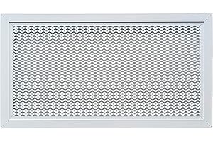 DEMLOU Griglia di Ventilazione in Alluminio Perforato con Rete 40 x 20 cm Metallica Verniciata a Polvere di Colore Bianco RAL9016, Griglia di Ventilazione in Metallo Bianco per Esterni/Interni.