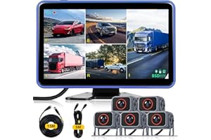Hodozzy Kit Telecamera Retromarcia Monitor con 5 Telecamere Posteriore Auto IPS 10,1 Pollici Schermo 5 Divisioni Telecamera di Backup Impermeabile Visione Notturna, con Cavo per Camion/Camper/Furgone