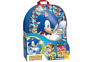 LISCIANIGIOCHI Lisciani - SONIC - Pack 2 en 1 Mochila + Juegos de Cartas - Juegos Educativos Portátiles para 2 Jugadores o Más - Juego Educativo 6 Años con Sonic para Desarrollar Lógica y Diversión en Movimiento