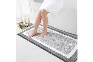 ‎SMIRY smiry rutschfeste Badezimmerteppich, Super Weich Saugfähig Badematte Waschbar Badteppich Flauschiger Duschvorleger für Badezimmer Mikrofaser Badvorleger Badematten- 60x120 cm, Grau