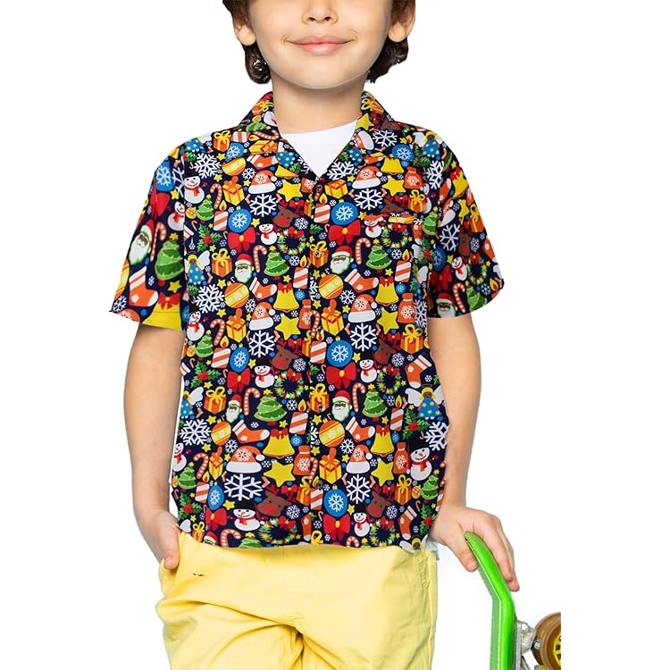 Générique Chemise Sans Plis De Imprimé Noël Homme Décontractée Homme Chemise Noël 3D Funky Christmas Shirt Manches Longues Button Down Slim Fit Casual Tops