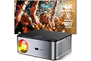 XIWBSY Beamer 4K, 20000 Lumen LED Beamer Android, Full HD 1080P Bluetooth Beamer, LED Heimkino Video Beamer 300 '' Display, Eingebaute APP/WiFi Mirroring Smart Projektor mit YouTube/Netflix