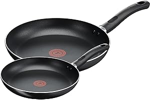 Tefal Taste Twin Frying Pan Set, 20cm & 28cm Non-Stick Aluminium Pans, Thermo-Spot Heat Indicator, Lightweight, All Hobs Except Induction, Black - B189S244