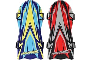 WONSEFOO 2 Pack 49" Large Foam Snow Tube Sledge for 1-2 Riders Toboggan Sled with Slick Bottom Fast Sleds Molded 4 Handles Saucer Sled for Kids and Adults Snow Sled