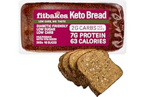 Fit Bakes Keto Bread : 2g Carbs, 7g Protein, Low Carb Bread Loaf (16 slices) Multi Seeded, Diabetic Food, Keto Snacks, Protein Snacks Low Calorie Diet, 63 Calories, Fitbakes