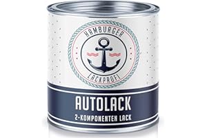 ‎HAMBURGER LACK-PROFI 2K Autolack GLÄNZEND Weiß RAL 9010 im Set Decklack - Hochdeckend - Rostschützend - Kratz- und schlagfest // Hamburger Lack-Profi (1 L)