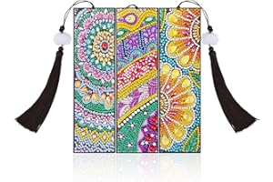 (3 Pezzi) 5D Diamond Art Painting, VETPW Segnalibro Pittura Diamante DIY per Regalo di Compleanno di Laurea, Kit Segnalibro in pelle Pittura Diamante Fai Da Te con Nappa, Dipingi per Numero