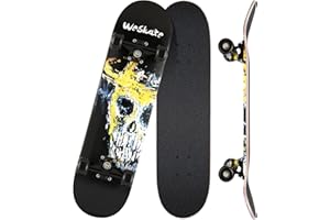 WeSkate Skateboard Classico per Principianti 80 x 20 cm, Skate Board 7 Strati di Acero Double Kick Deck Concavo Skateboard per Bambini Adolescenti Giovani Adulti Ragazze Ragazzi