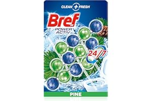 Bref Power Activ Natura Panier WC (3 pièces) propre salle de bain pour un WC toujours propre et frais, nettoyant de salle de bain avec formule anti-calcaire qui élimine la saleté