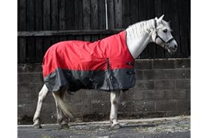 eQuitack Your Passion Is Our Mission Outdoor Winter Turnout Blanket 100% Waterproof 1200D 100G Fulling Highneck - Raspberry/Grey 135 cm