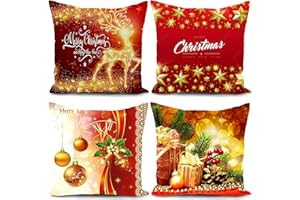 HUASHUZI Fundas Cojines Navidad Juego de 4 Funda de Almohadas Decoracion Navidad hogar decoración navideña Funda de cojín Navidad Christmas Decorations Xmas Cushion Covers Pillow 40 x 40 cm
