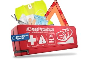 HELDENWERK® första hjälpen set bil 3-i-1 standard 2026 med varningstriangel | Första hjälpen-kit bil kan användas över hela Europa, StVZO-kompatibel, enligt den senaste förordningen