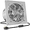 HG Power 200mm Kitchen Exhaust Fan 980m³/h Stainless Steel Ventilation Fan with UK Plug Low Noise Extractor with Backdraft Damper for Home Bathroom Garage, Silver