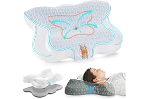 ‎ELVIROS Elviros Nackenkissen Memory Foam, Kopfkissen Nackenschmerzen, Seitenschläferkissen, Orthopädisches Kissen, Schlafkissen, Nackenstützkissen für Seitenschläfer, Nackenhörnchen, 60 x 41 x 10,5/12,5 cm