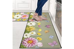 ‎HZVRTN HZVRTN Küchenteppich waschbar rutschfest Küchenmatte,Komfort wasserdichte Stehmatte für Haus, Küche und Waschküche 2-Teiliges (Style I, 43x75+43x150cm)