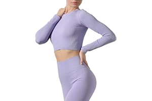 Risalti Crop Top Sportivo Donna Fitness Costina Sara - Top Donna Elegante Maniche Lunghe in Microfibra, Abbigliamento Palestra Donna Senza Cuciture - Made in Italy