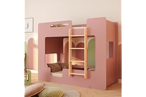 smartwood Letto a Castello 70x160 - Letto Castello Bambini Colore Rosa in Legno con Sponde di Sicurezza e Rete a Doghe - Supporta Fino a 230 kg - per Bambini e Bambine - MIMI B