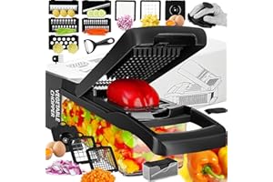 ENLEBER Coupe Legumes Multifonctions et Mandoline Professionnelle Cuisine - Trancheur de Légumes Manuel,Coupe Legume pour Oignons Tomates Carotte Concombre,Rapeuse Legume et Fromage