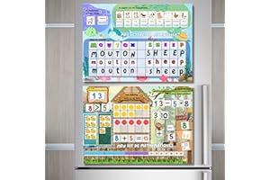 iPEAU Jouet Montessori Maternelle - Apprentissage Mathématiques avec Pictogrammes Magnétiques Méthode Lecture Anglaise pour Enfants 3-8 Ans Cadeau Fille et Garçon