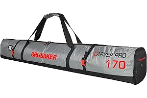 BRUBAKER CarverTec Pro Ski Bag for 1 Pair of Skis and Poles - Silver Red