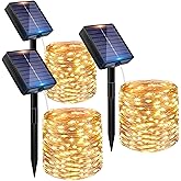 Peasur Guirnaldas Luces Exterior Solar - 3 Pack 12+2M/120LED Luces Solares LED Exterior Jardin Luz Navidad Exteriors Solares 