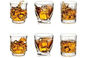 GLASSEAM Elegante Juego De 6 Vasos De Whisky De Cristal, Copa De Whisky De Corte Sin Tallo, Juego De Regalo De Whisky Trenzado A La Moda Para Hombres, Papá, Cumpleaños, Boda, Ron, Ginebra, Cóctel, Vino