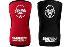 Beast Gear Sleeves 5mm Neoprene Double-Ply Compression Knee Sleeves for Support and Protection, Weightlifting, Crossfit, Powerlifting, Strongman, Squats, Deadlift, Olympic Lifting, XL
