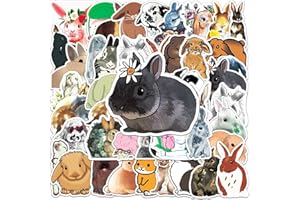 AUCEKO 50 Stück Kaninchen Aufkleber Pack Rabbit Sticker Set wasserdichte Vinyl Sticker für Laptop Kinder Autos Motorrad Fahrrad Skateboard Gepäck Koffer Computer Aufkleber Graffiti Decal