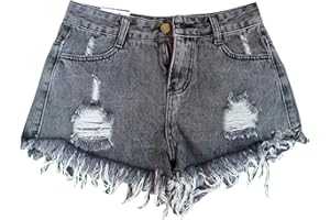 Elonglin Short en Denim Coton Femme Shorts Jeans Trou Taille Haute DChir Pantalons Courts Denim Ete de Plage Dcontract Jeans Shorts Denim