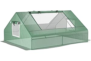 Outsunny Serra da Giardino Rettangolare in Acciaio con Rivestimento in PE, Porte Avvolgibili e Finestre, 180x140x80cm, Verde