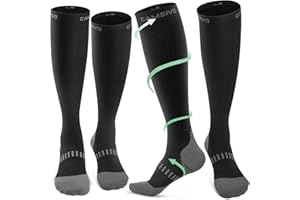 CAMBIVO Bas de Contention Femme Homme 2 Paires, Chaussettes de Contention 20-30mmHg, Chaussettes Hautes Compression pour Circulation Sanguine, Voyage Avion, Sport, Jogging, Grossesse, Infirmiere