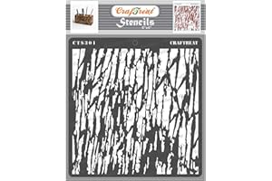 ‎CRAFTREAT CrafTreat Texture Stencils for Furniture Painting Vintage - Tree Bark - Size: 15 x 15 cm - Tree Bark Stencils for Crafts Reusable - Background Stencil for Card Making