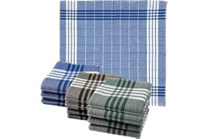 HUSALSEA 12 Pezzi Fazzoletti Cotone Uomo 100% Cotone Mix Di Tre Colori Fazzoletto Da Taschino Uomo Motivo A Scacchi Fazzoletti Classico per Sposi, Cerimonie E Festeggiamenti 40x40 cm