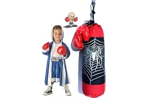 LOCO BY CRAZY SHOES Sacco da Pugilato con 2 Guantoni per Bambini Altezza 61 Cm in Materiale Plastico con laccio per appendere