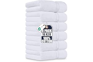Utopia Towels - Toallas de Mano Grandes de algodón multipropósito para baño, Manos, Cara, Gimnasio y SPA - Dimensiones 41 cm x 71 cm - Paquete de 6 (Blanco)