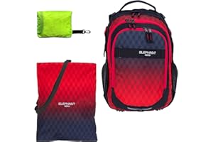 Elephant Schulrucksack Jungen Mädchen ab 3. Klasse Schule Tasche Brustgurt Schultasche Rucksack mit Sportbeutel Attach Bag und Regenhülle Premium 3 Teile Set Auswahl rtp