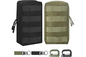 JRJRN Small Military Waist Pack - 2 Pcs Hiking Waist Bag, Waterproof Pouches Tactical, Military Accessory Bag Compact, Small Waist Pack EDC Bag with D Buckle for Camping Hunting Trekking (Black+Brown)