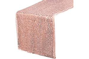 DEARBAG Tischläufer Pailletten Rosegold, 30 x 275 cm Tischband Tischläufer Glitzer, Dekoration für Hochzeit Geburtstag Weihnachten Baby Duschen Silvester Erntedankfest Bankett Party