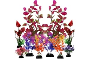 QUOZUO 10 Pièces Aquarium Plante Décorations, colorées Plantes Artificielle Aquarium Décor, Accessoires Aquarium Décoration pour Aquariophilie Poissons