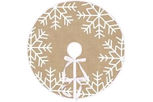 N&T NIETING Falda para árbol de Navidad, 75 cm, manta de arpillera con copos de nieve blancos completos, alfombra para fiestas navideñas, decoración para árbol de Navidad